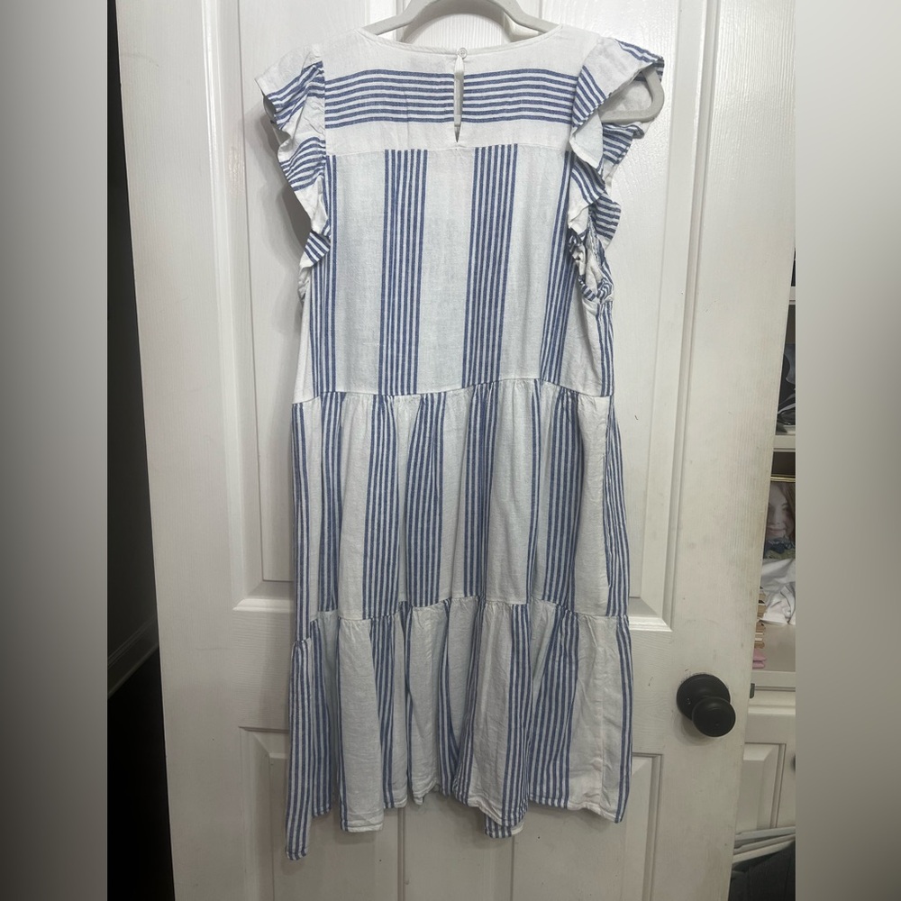 J crew Striped Blue and White Dress - Picture 3 of 3